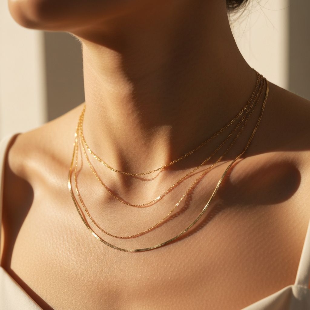 Elegant layered gold necklaces